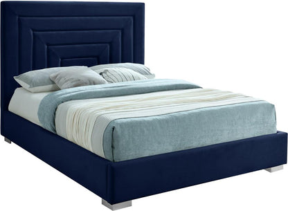 Meridian Furniture - Nora Navy Velvet King Bed - NoraNavy-K veiw 2