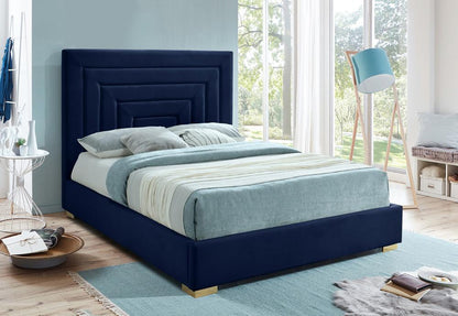 Meridian Furniture - Nora Navy Velvet King Bed - NoraNavy-K veiw 3