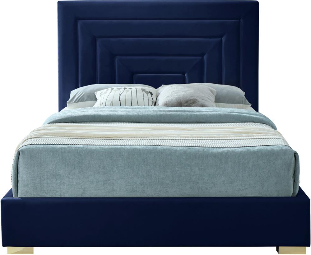 Meridian Furniture - Nora Navy Velvet King Bed - NoraNavy-K veiw 5