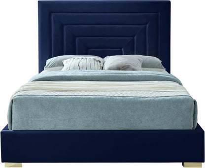 Meridian Furniture - Nora Navy Velvet King Bed - NoraNavy-K veiw 5