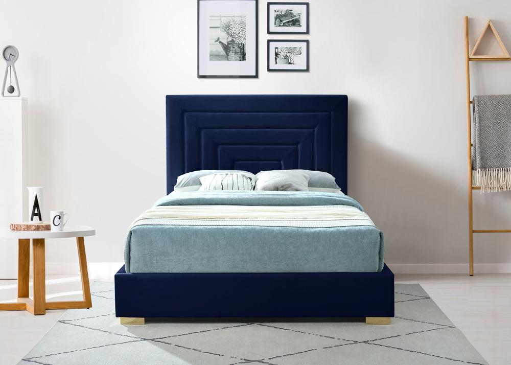 Meridian Furniture - Nora Navy Velvet King Bed - NoraNavy-K veiw 7
