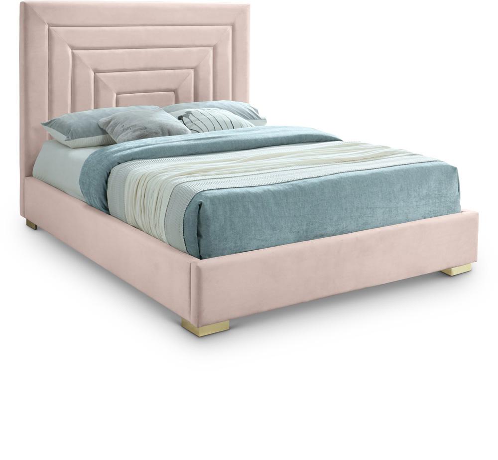 Meridian Furniture - Nora Pink Velvet Full Bed - NoraPink-F veiw 1