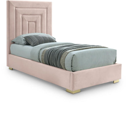 Meridian Furniture - Nora Pink Velvet Twin Bed - NoraPink-T veiw 1