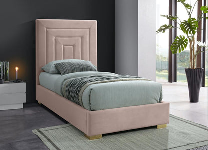 Meridian Furniture - Nora Pink Velvet Twin Bed - NoraPink-T veiw 3