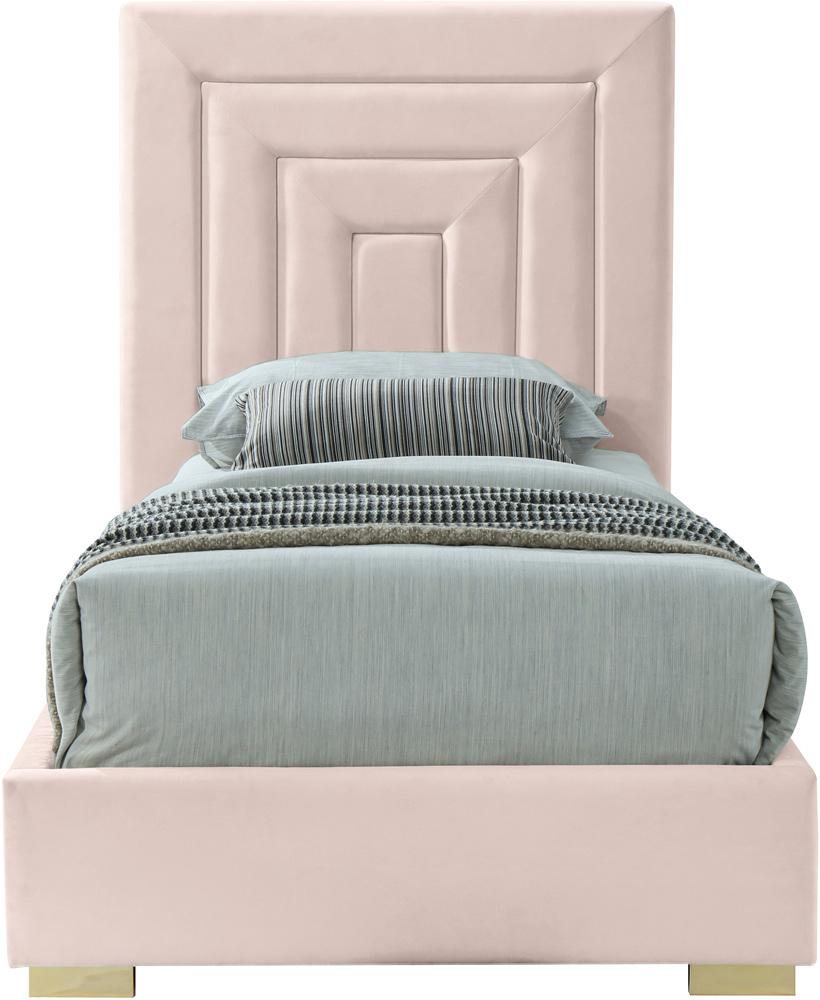 Meridian Furniture - Nora Pink Velvet Twin Bed - NoraPink-T veiw 5