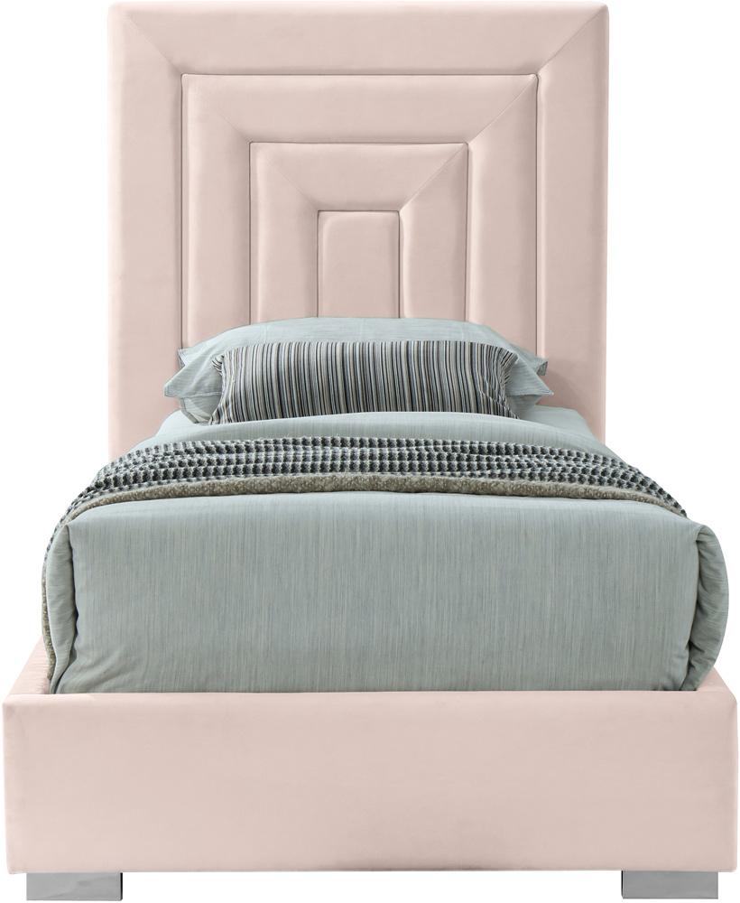 Meridian Furniture - Nora Pink Velvet Twin Bed - NoraPink-T veiw 6