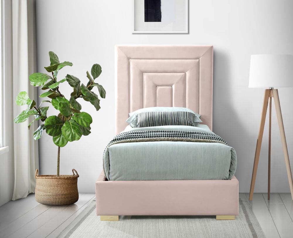 Meridian Furniture - Nora Pink Velvet Twin Bed - NoraPink-T veiw 7
