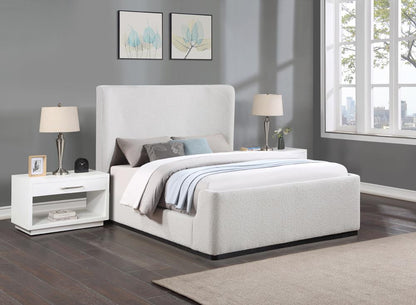 Meridian Furniture - Oliver Cream Boucle Fabric Queen Bed - OliverCream-Q veiw 2
