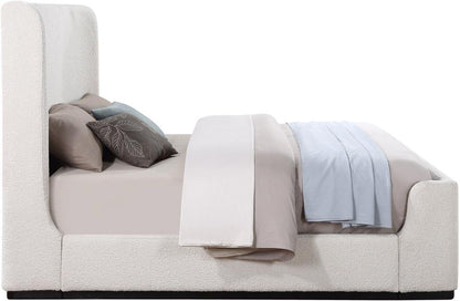 Meridian Furniture - Oliver Cream Boucle Fabric Queen Bed - OliverCream-Q veiw 5