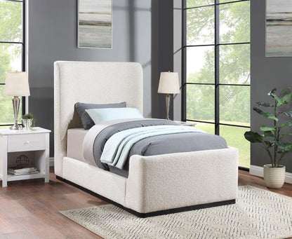 Meridian Furniture - Oliver Cream Boucle Fabric Twin Bed - OliverCream-T veiw 2