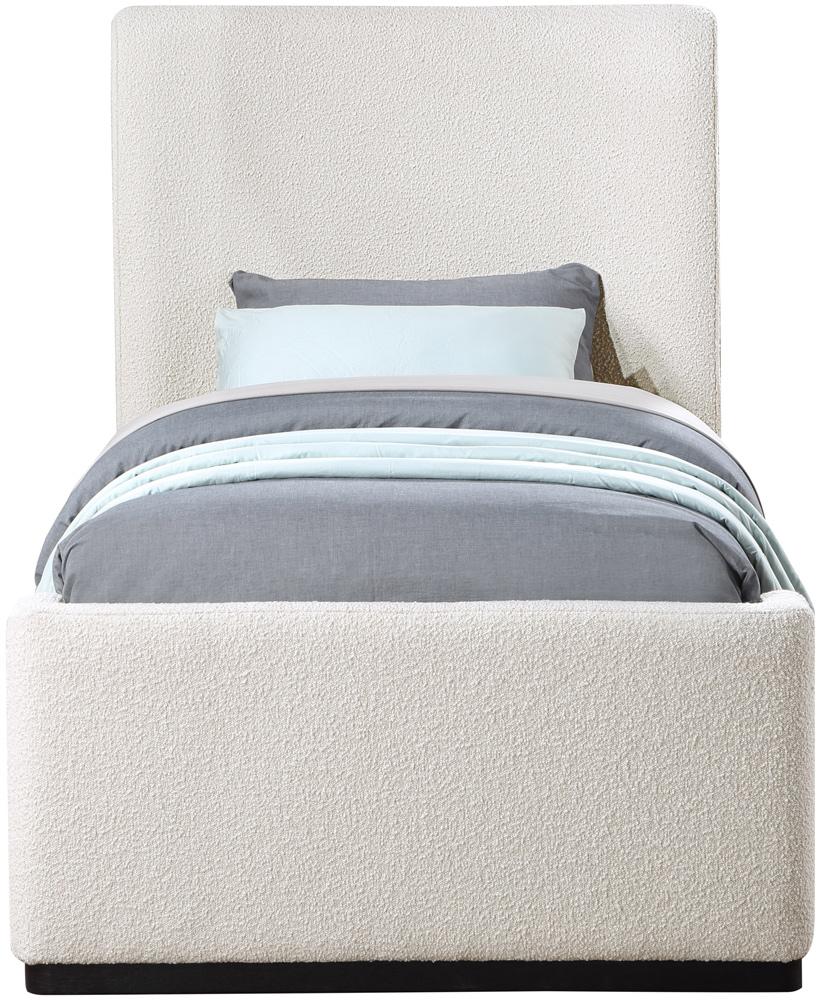 Meridian Furniture - Oliver Cream Boucle Fabric Twin Bed - OliverCream-T veiw 3