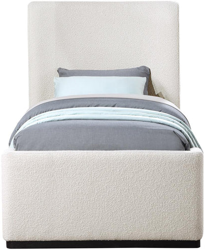 Meridian Furniture - Oliver Cream Boucle Fabric Twin Bed - OliverCream-T veiw 3