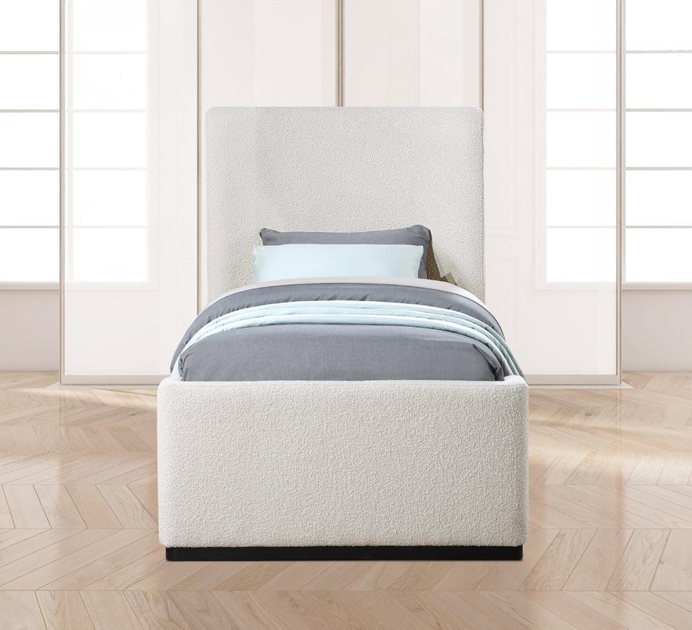 Meridian Furniture - Oliver Cream Boucle Fabric Twin Bed - OliverCream-T veiw 4