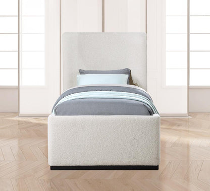 Meridian Furniture - Oliver Cream Boucle Fabric Twin Bed - OliverCream-T veiw 4