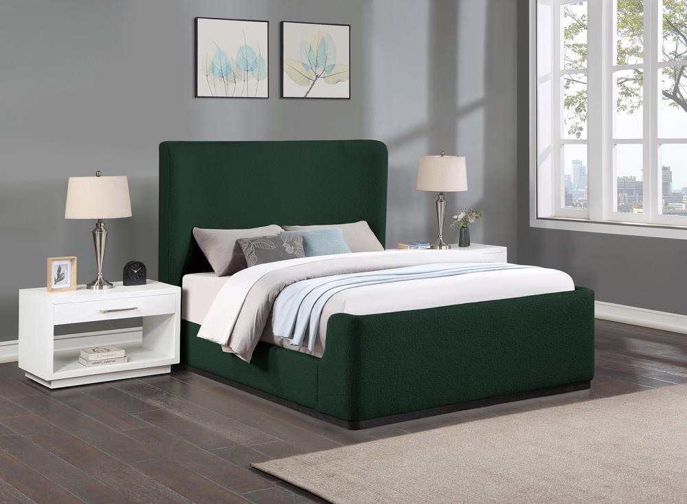 Meridian Furniture - Oliver Green Boucle Fabric King Bed - OliverGreen-K veiw 2