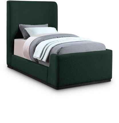 Meridian Furniture - Oliver Green Boucle Fabric Twin Bed - OliverGreen-T veiw 1