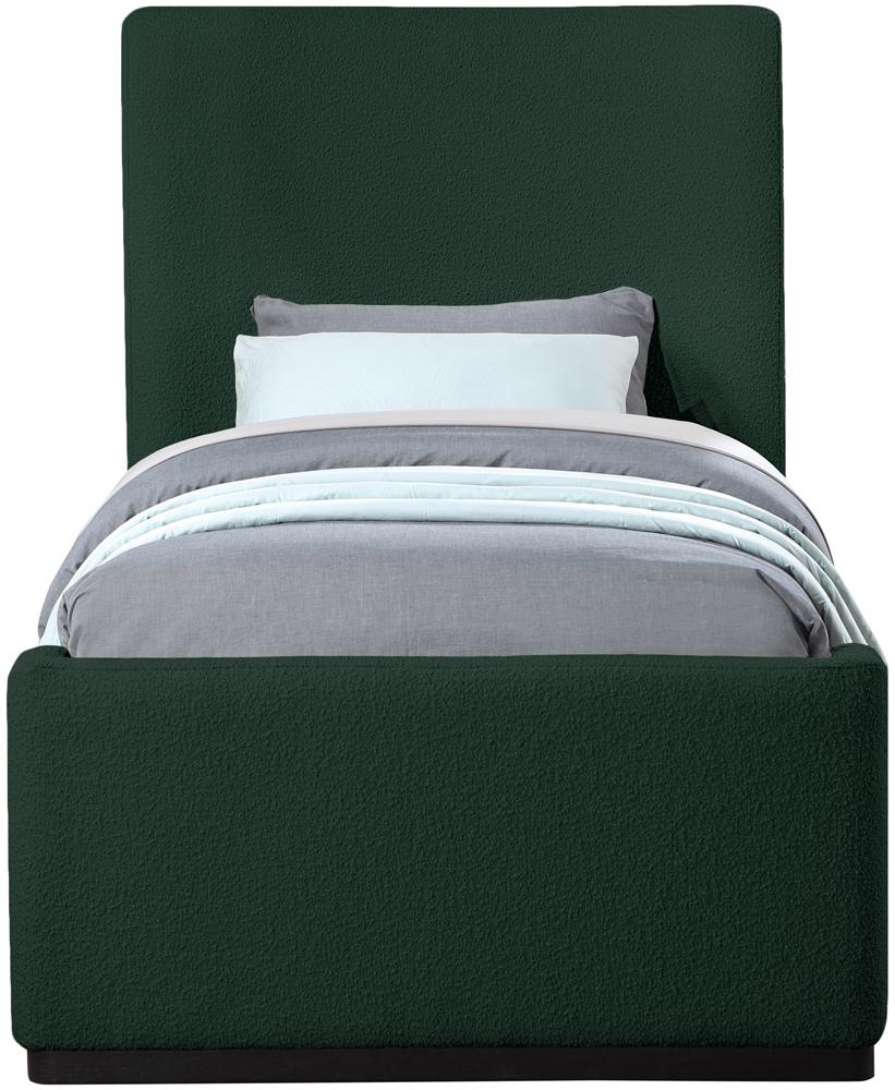 Meridian Furniture - Oliver Green Boucle Fabric Twin Bed - OliverGreen-T veiw 3