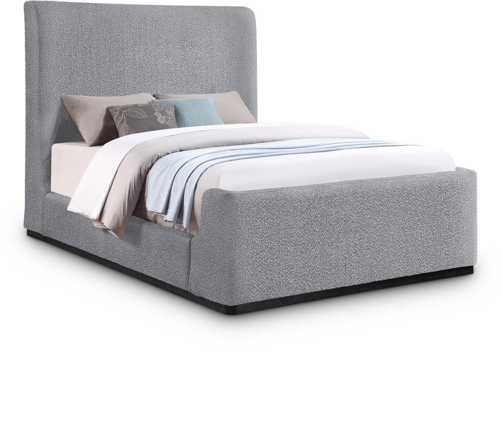 Meridian Furniture - Oliver Grey Boucle Fabric Queen Bed - OliverGrey-Q veiw 1