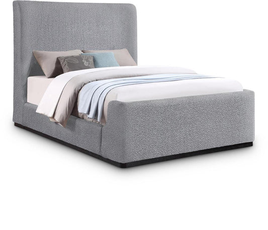 Meridian Furniture - Oliver Grey Boucle Fabric Queen Bed - OliverGrey-Q veiw 1