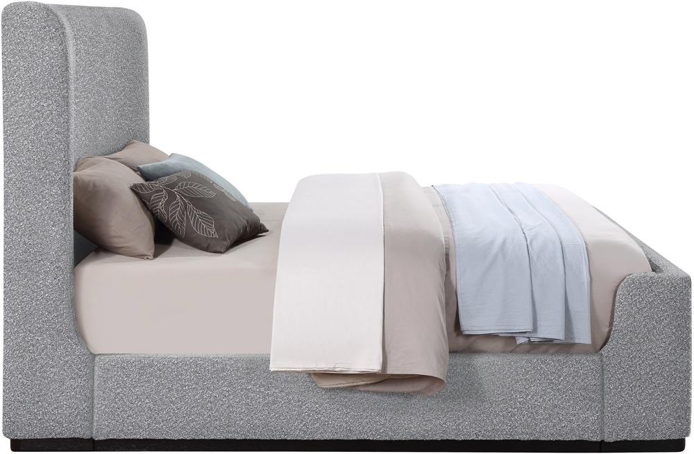 Meridian Furniture - Oliver Grey Boucle Fabric Queen Bed - OliverGrey-Q veiw 5