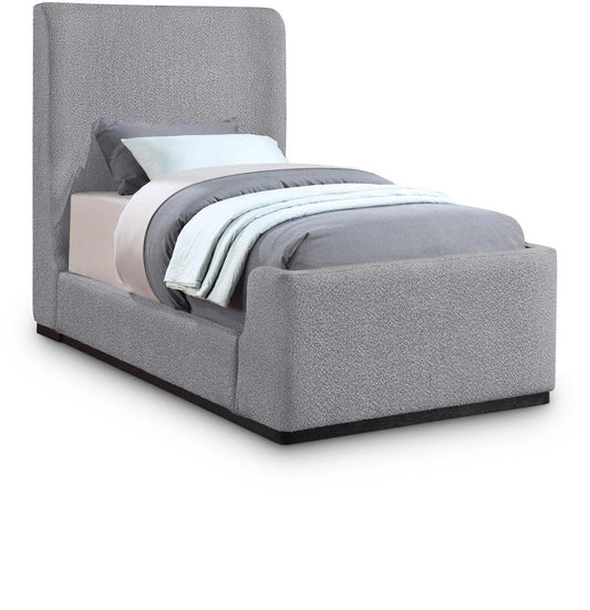 Meridian Furniture - Oliver Grey Boucle Fabric Twin Bed - OliverGrey-T veiw 1