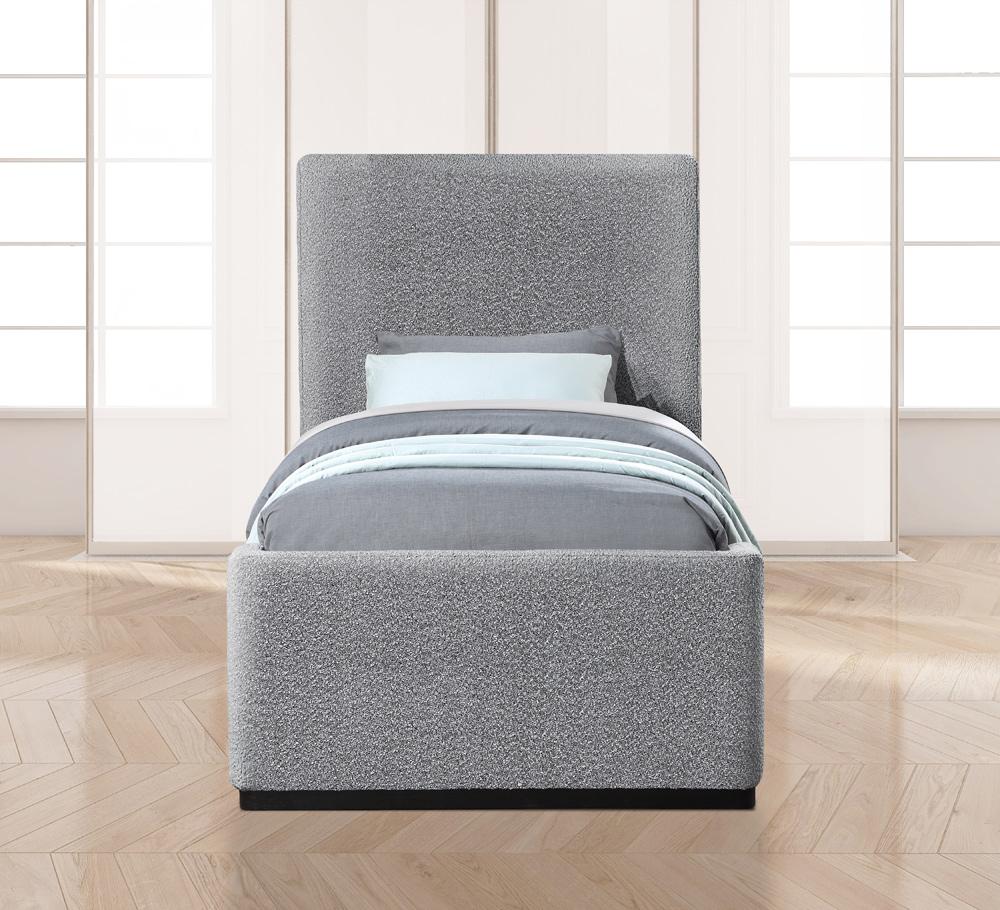 Meridian Furniture - Oliver Grey Boucle Fabric Twin Bed - OliverGrey-T veiw 4