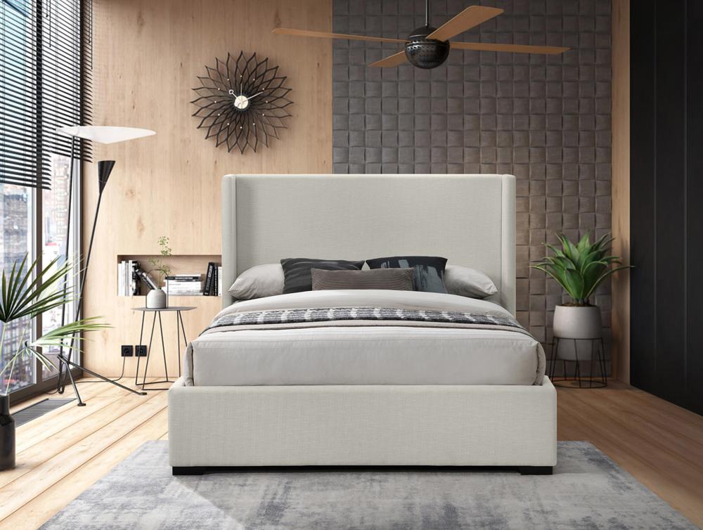 Meridian Furniture - Oxford Beige Linen Textured Fabric King Bed - OxfordBeige-K veiw 4