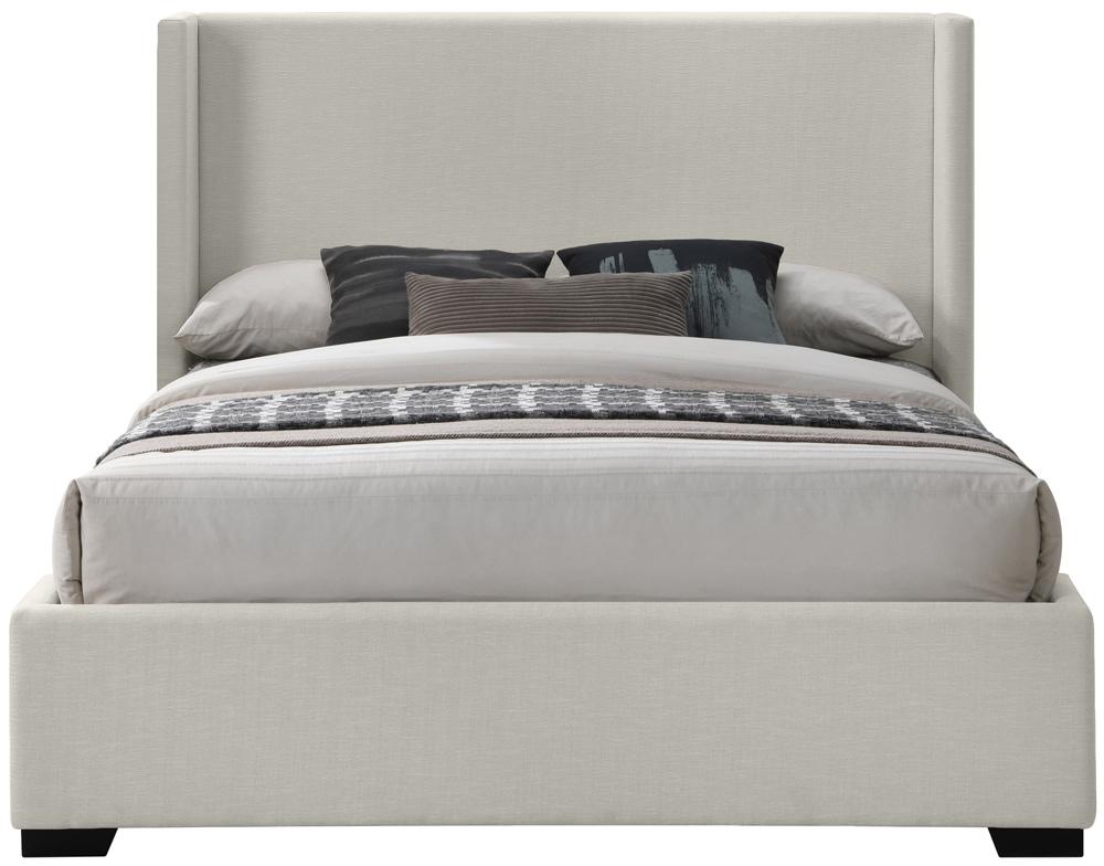 Meridian Furniture - Oxford Beige Linen Textured Fabric Queen Bed - OxfordBeige-Q veiw 3