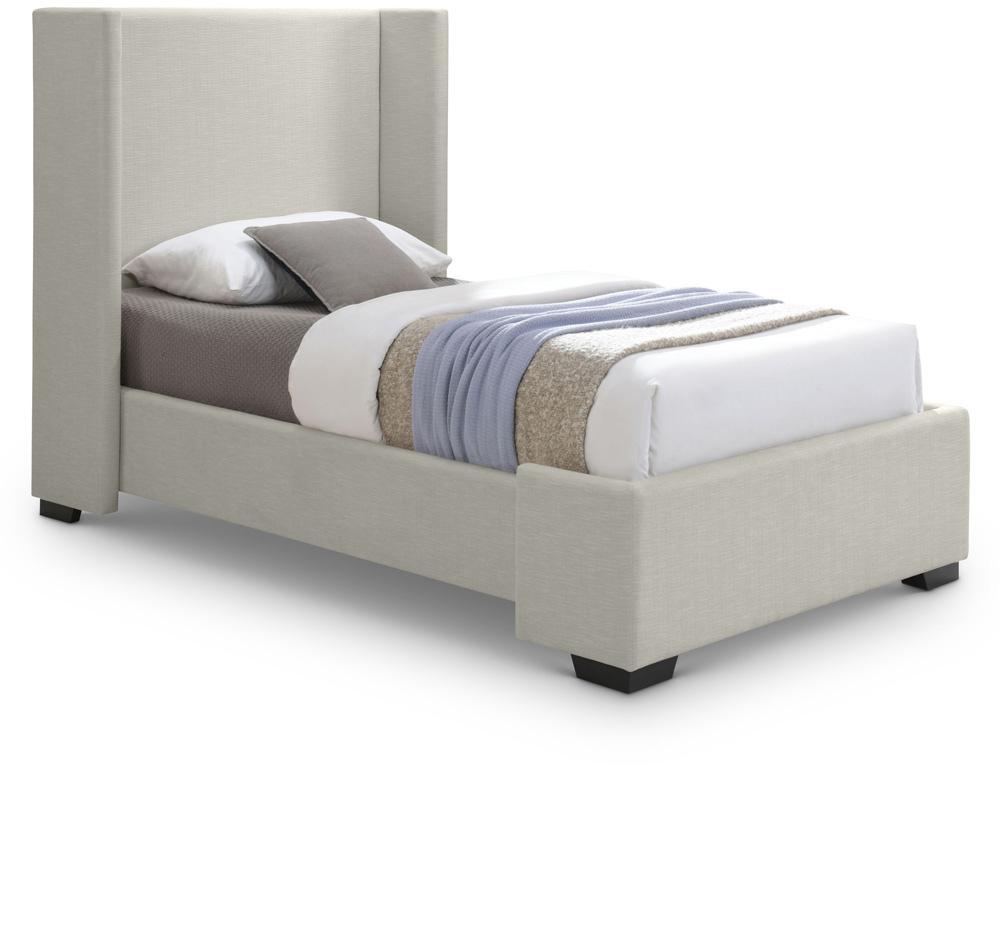 Meridian Furniture - Oxford Beige Linen Textured Fabric Twin Bed - OxfordBeige-T veiw 1
