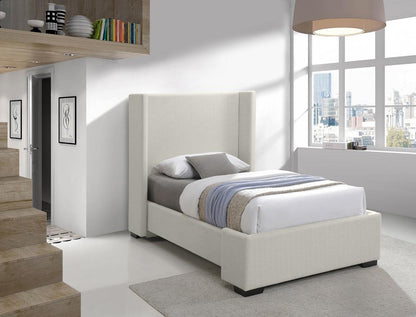 Meridian Furniture - Oxford Beige Linen Textured Fabric Twin Bed - OxfordBeige-T veiw 2