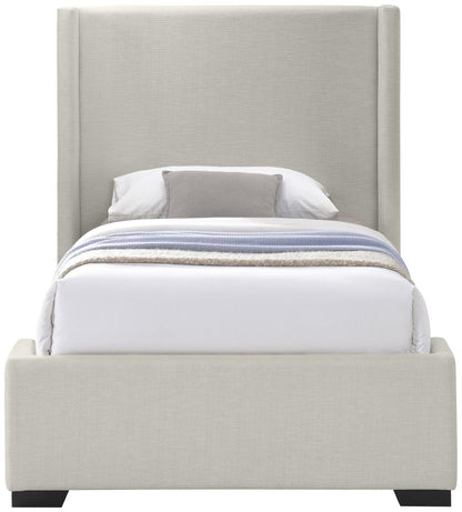 Meridian Furniture - Oxford Beige Linen Textured Fabric Twin Bed - OxfordBeige-T veiw 3