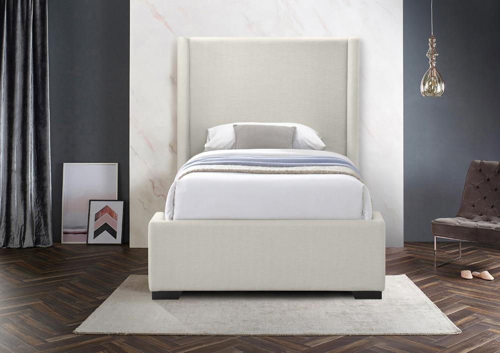 Meridian Furniture - Oxford Beige Linen Textured Fabric Twin Bed - OxfordBeige-T veiw 4