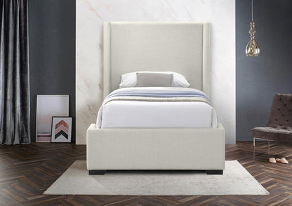 Meridian Furniture - Oxford Beige Linen Textured Fabric Twin Bed - OxfordBeige-T veiw 4
