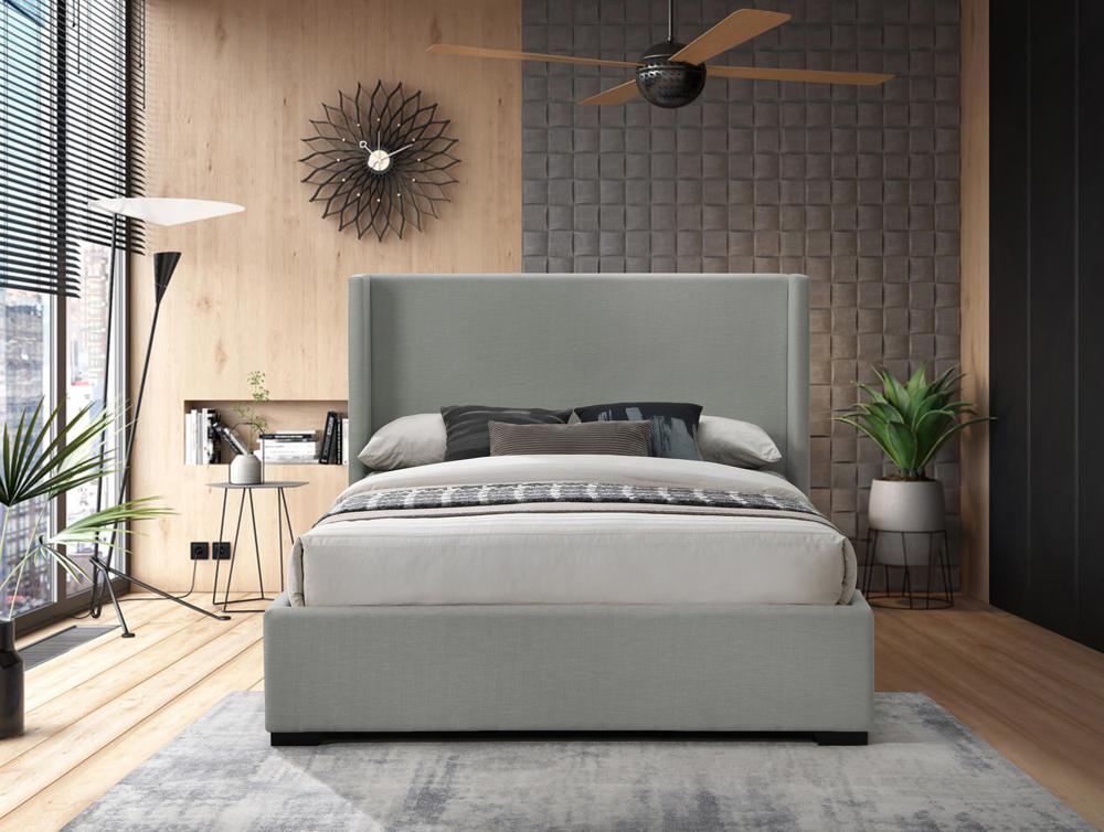 Meridian Furniture - Oxford Grey Linen Textured Fabric Full Bed - OxfordGrey-F veiw 4