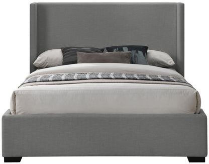Meridian Furniture - Oxford Grey Linen Textured Fabric King Bed - OxfordGrey-K veiw 3