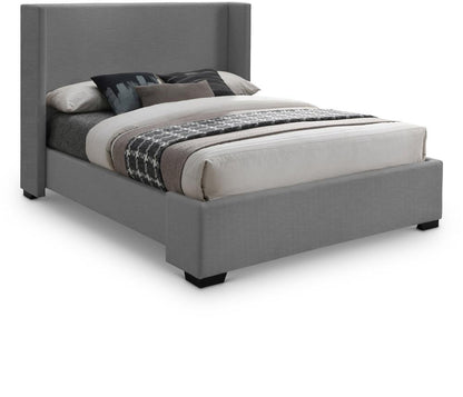 Meridian Furniture - Oxford Grey Linen Textured Fabric Queen Bed - OxfordGrey-Q veiw 1