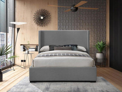 Meridian Furniture - Oxford Grey Linen Textured Fabric Queen Bed - OxfordGrey-Q veiw 4