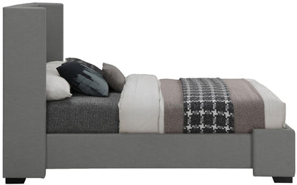 Meridian Furniture - Oxford Grey Linen Textured Fabric Queen Bed - OxfordGrey-Q veiw 5