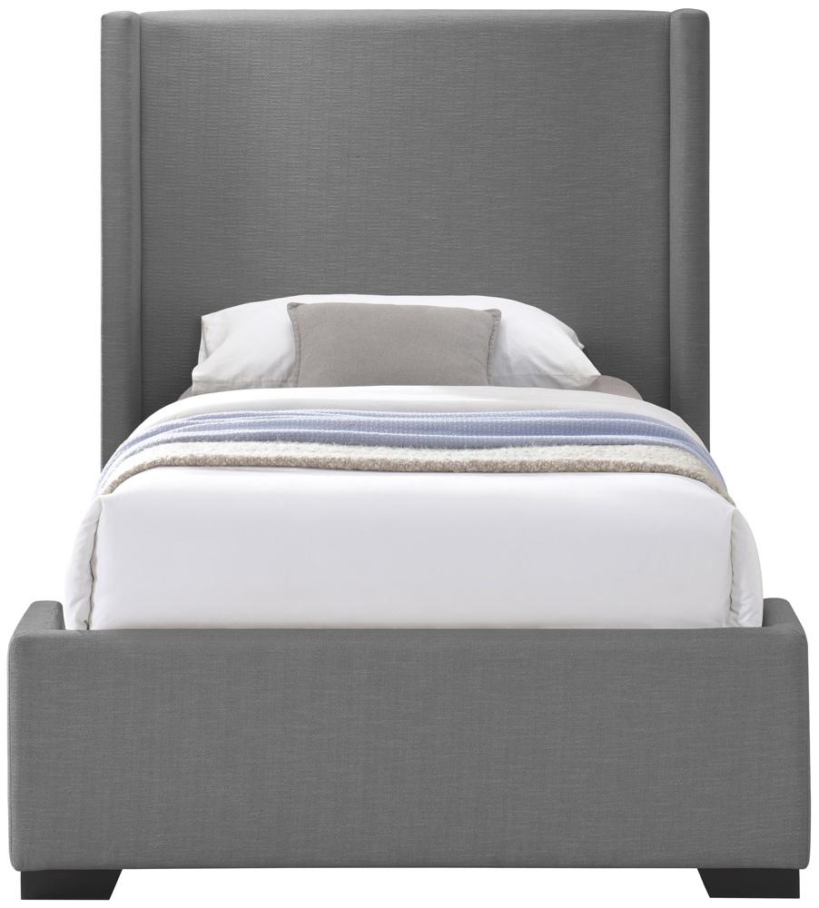 Meridian Furniture - Oxford Grey Linen Textured Fabric Twin Bed - OxfordGrey-T veiw 3