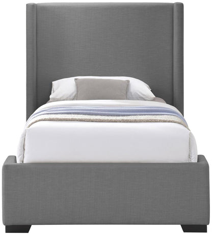 Meridian Furniture - Oxford Grey Linen Textured Fabric Twin Bed - OxfordGrey-T veiw 3