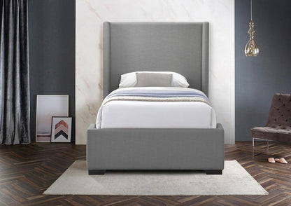 Meridian Furniture - Oxford Grey Linen Textured Fabric Twin Bed - OxfordGrey-T veiw 4