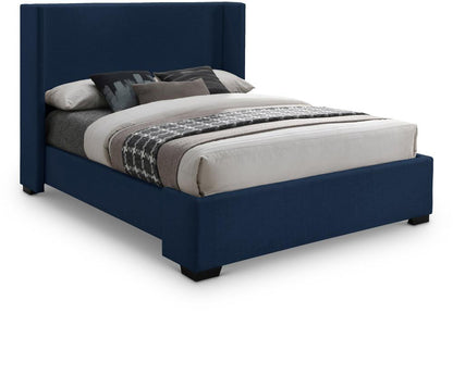 Meridian Furniture - Oxford Navy Linen Textured Fabric Full Bed - OxfordNavy-F veiw 1