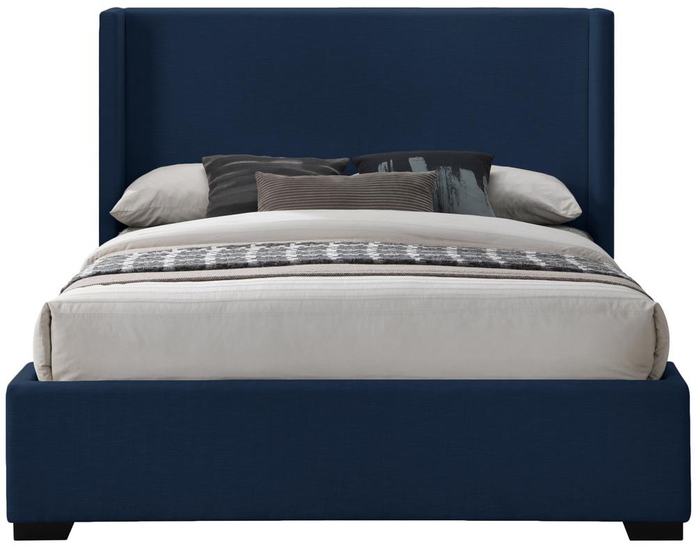 Meridian Furniture - Oxford Navy Linen Textured Fabric Full Bed - OxfordNavy-F veiw 3