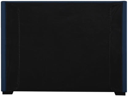 Meridian Furniture - Oxford Navy Linen Textured Fabric Full Bed - OxfordNavy-F veiw 6