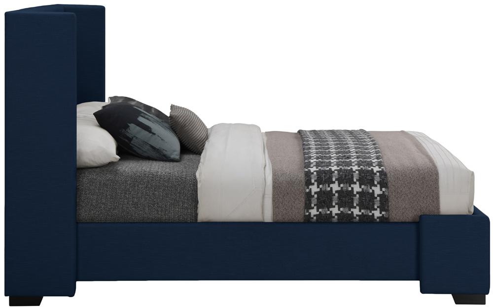 Meridian Furniture - Oxford Navy Linen Textured Fabric Queen Bed - OxfordNavy-Q veiw 5