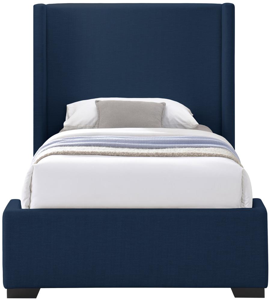Meridian Furniture - Oxford Navy Linen Textured Fabric Twin Bed - OxfordNavy-T veiw 3