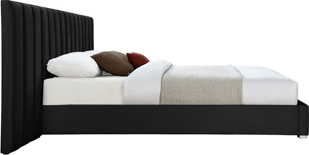 Meridian Furniture - Pablo Black Velvet King Bed - PabloBlack-K veiw 5