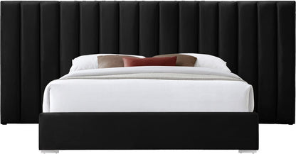 Meridian Furniture - Pablo Black Velvet Queen Bed - PabloBlack-Q veiw 3