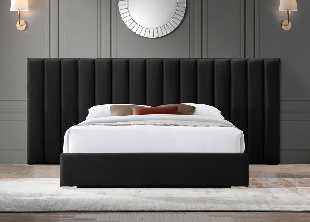 Meridian Furniture - Pablo Black Velvet Queen Bed - PabloBlack-Q veiw 4