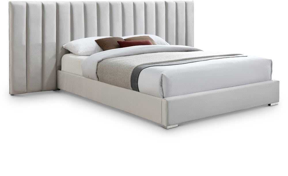 Meridian Furniture - Pablo Cream Velvet King Bed - PabloCream-K veiw 1